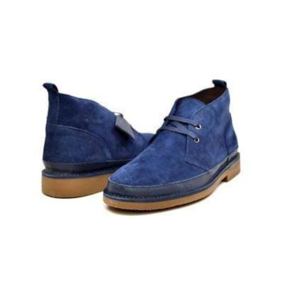 British Walkers Cambridge Men's Blue Suede Desert Boots - Picture 1 of 7